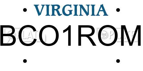 BCO1ROM Virginia License Plate