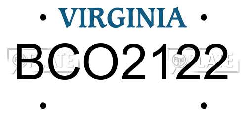 BCO2122 Virginia License Plate