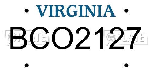 BCO2127 Virginia License Plate