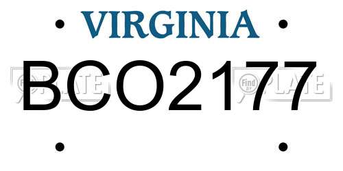 BCO2177 Virginia License Plate
