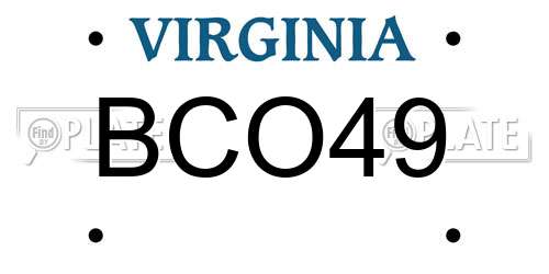 BCO49 Virginia License Plate