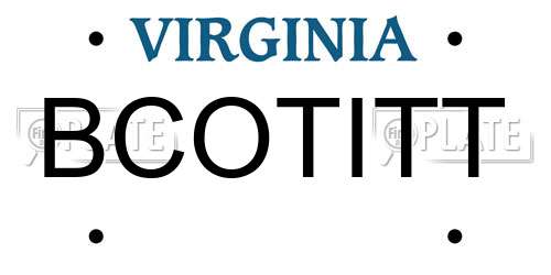 BCOTITT Virginia License Plate