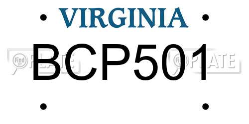 BCP501 Virginia License Plate
