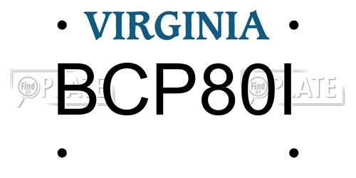 BCP80I Virginia License Plate