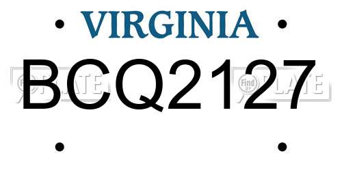 BCQ2127 Virginia License Plate