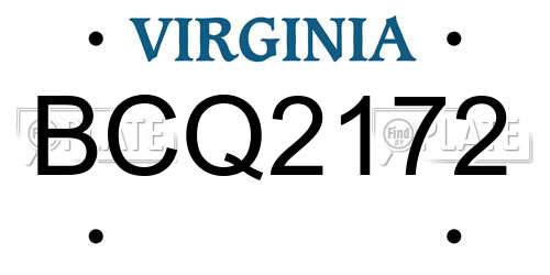 BCQ2172 Virginia License Plate