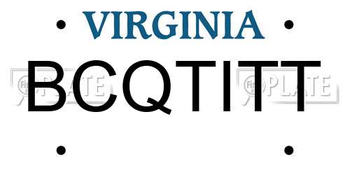 BCQTITT Virginia License Plate