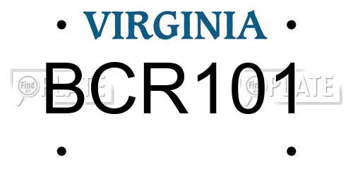 BCR101 Virginia License Plate
