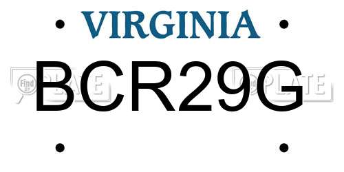 BCR29G Virginia License Plate