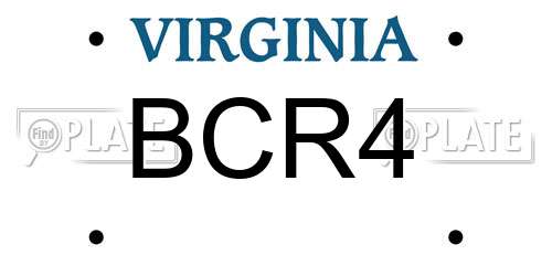 BCR4 Virginia License Plate