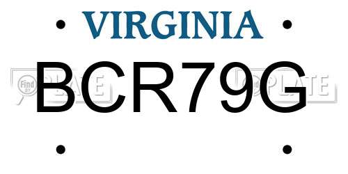 BCR79G Virginia License Plate