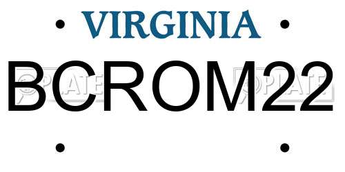 BCROM22 Virginia License Plate