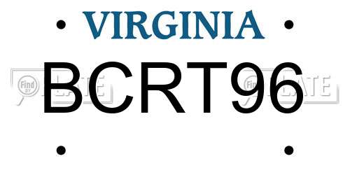 BCRT96 Virginia License Plate
