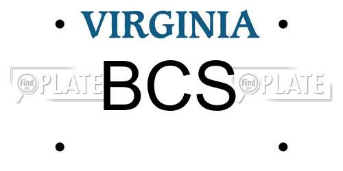 BCS Virginia License Plate