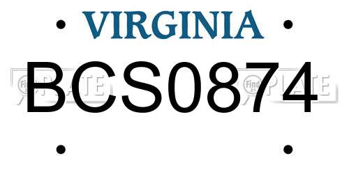 BCS0874 Virginia License Plate