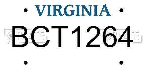 BCT1264 Virginia License Plate