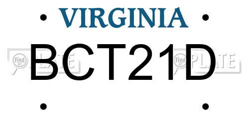 BCT21D Virginia License Plate