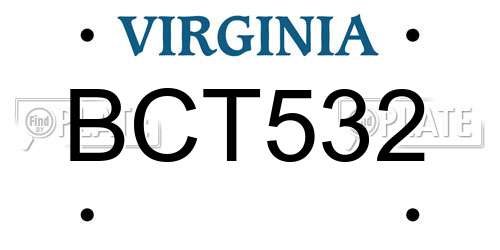 BCT532 Virginia License Plate