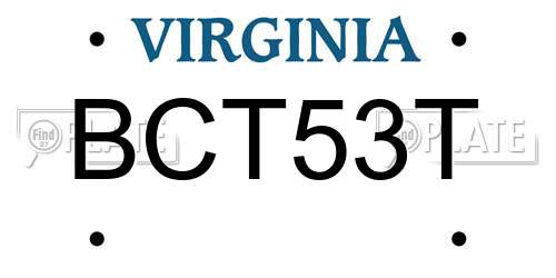 BCT53T Virginia License Plate