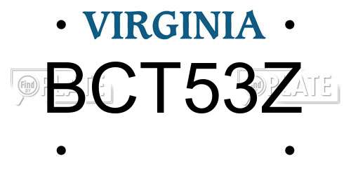 BCT53Z Virginia License Plate