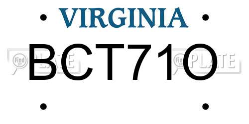 BCT71O Virginia License Plate