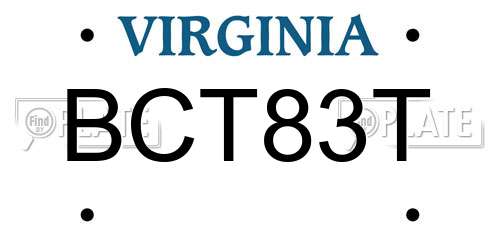BCT83T Virginia License Plate