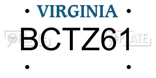 BCTZ61 Virginia License Plate