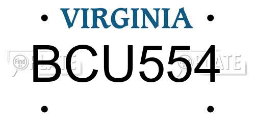 BCU554 Virginia License Plate