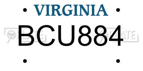 BCU884 Virginia License Plate
