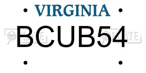 BCUB54 Virginia License Plate