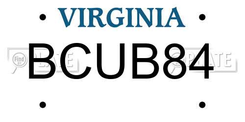 BCUB84 Virginia License Plate