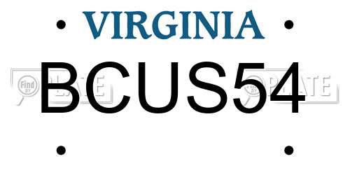 BCUS54 Virginia License Plate