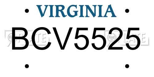 BCV5525 Virginia License Plate