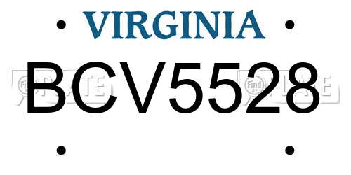 BCV5528 Virginia License Plate