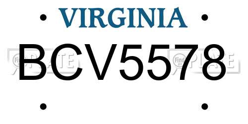 BCV5578 Virginia License Plate