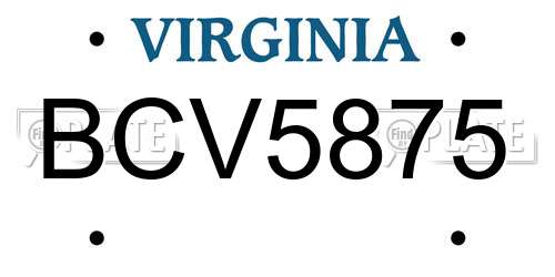 BCV5875 Virginia License Plate