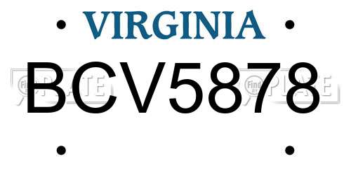 BCV5878 Virginia License Plate