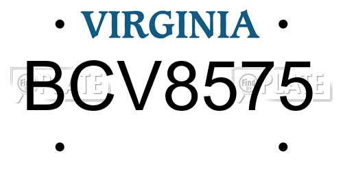 BCV8575 Virginia License Plate