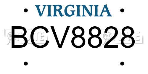 BCV8828 Virginia License Plate