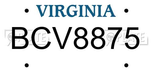 BCV8875 Virginia License Plate