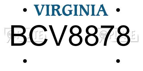 BCV8878 Virginia License Plate