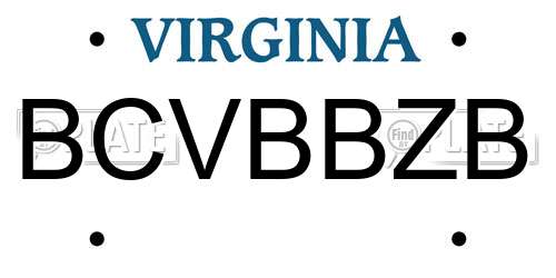 BCVBBZB Virginia License Plate