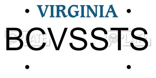 BCVSSTS Virginia License Plate