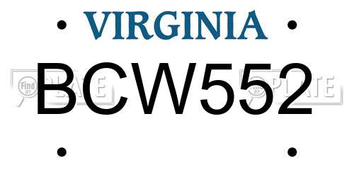 BCW552 Virginia License Plate
