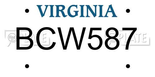 BCW587 Virginia License Plate