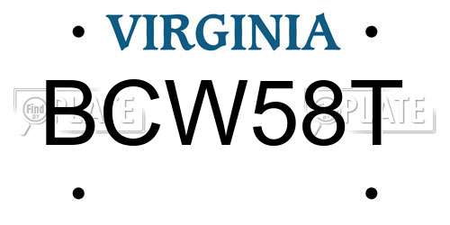 BCW58T Virginia License Plate