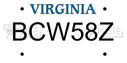 BCW58Z Virginia License Plate