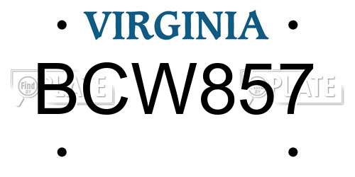 BCW857 Virginia License Plate