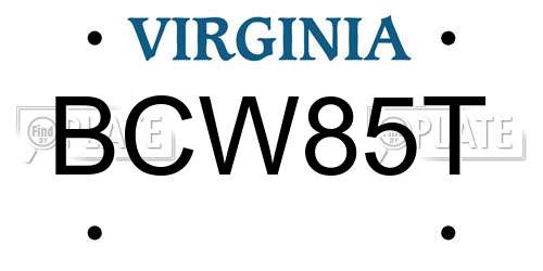 BCW85T Virginia License Plate