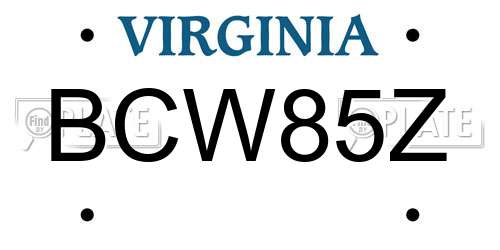 BCW85Z Virginia License Plate